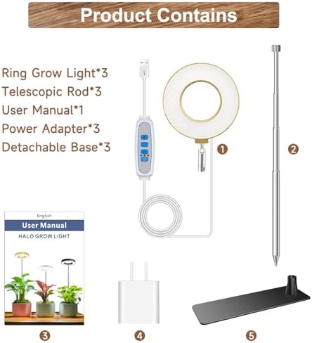 Aokrean Grow Light, Full Spectrum Plant Lights for Indoor Growing with Base