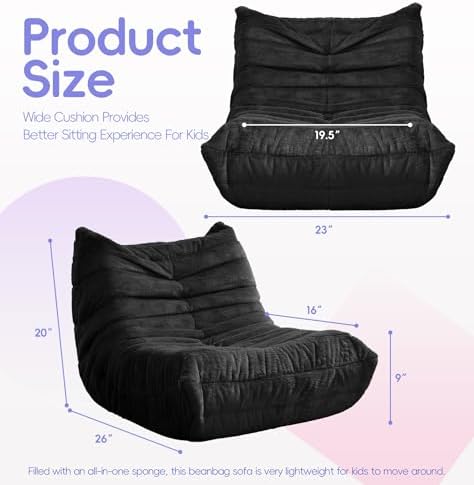 Hobestluk Small Bean Bag Chair Fireside Floor Chair BeanBag Couch Togo Sofa