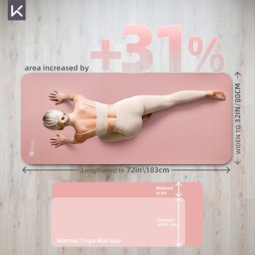 KEEP Extra Thick NBR Yoga Mat for Women & Men, 10mm Thick, 72”x32” Large Exercise Mat with Non-Slip Workout Mat for Yoga, Pilates, Stretching, Meditation – Wide & Cushioned Fitness Mat