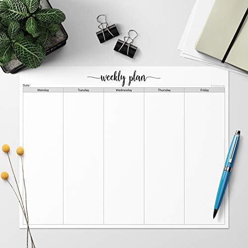 321Done Weekly Planner Notepad, Letter Size 8.5x11, 50 Sheets, Mon to Fri