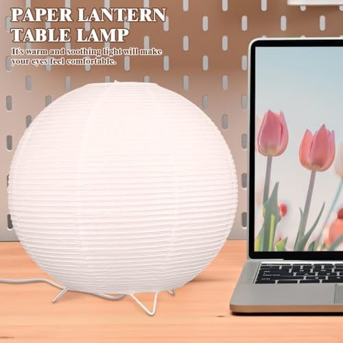 Paper Lantern Lamp: Floor Lamp Shield Japanese Style Standing Lampshade for Bedroom Desk and Nursery Bulb Included Minimalist Design with Base for Home Decor