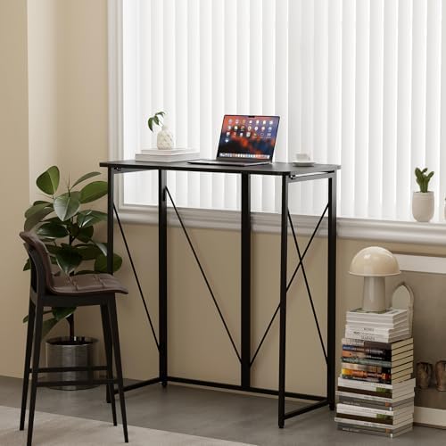 Folding Standing Desk, 39" Foldable Standing Desk, Collapsible Small Sit Stand Desk for Walking Pad Treadmill Home Office Living Room and Bedroom, 19.68" D x 39.37" W x 43.3" H, Black