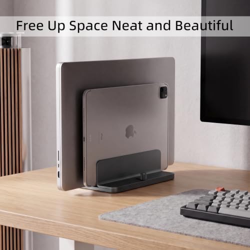 Vertical Laptop Stand, Dual Slot Adjustable Laptop Holder for Desk
