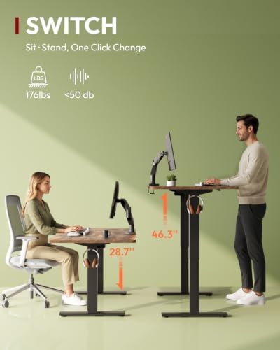 SANODESK One-Piece 48 x 24'' Electric Height Adjustable Standing Desk