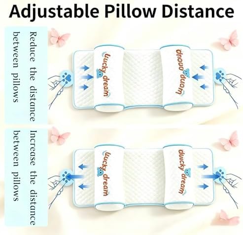 Adjustable Head Neck Support Pillows, Hypoallergenic Breathable Cushion for Rest, White Style with Side Ear Panels