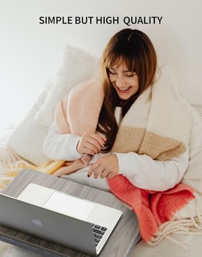 ZEAPTAC Portable Lap Laptop Desk with Pillow Cushion, Fits up to 15.6 inch Laptop, Lap Stand for Bed & Couch & Carpet, Book Tablet/Drawing Board/Computer Laptop Stand - Black Wood