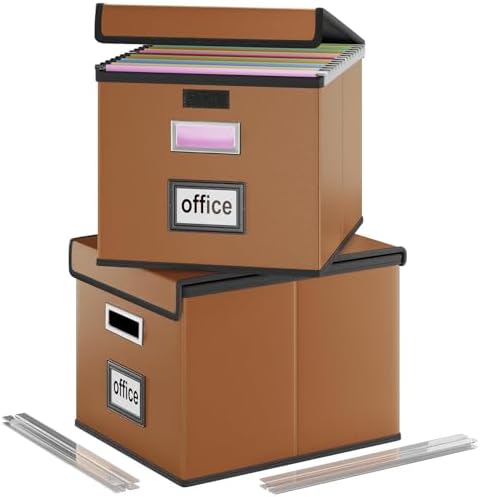 File Organizer Box with Lids, Collapsible File Folder Organizer