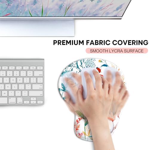 JIKIOU Ergonomic Mouse Pad with Gel Wrist Rest 2Pack, Portable Small Flower