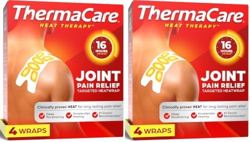 ThermaCare Portable Heating Pad, Joint and Muscle Pain Relief Patches, Multi-Purpose Heat Wraps (4 Patches) (Pack of 2)