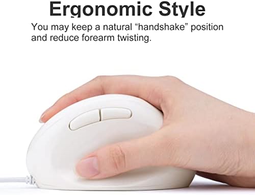 SANWA Wired Ergonomic Mouse, Vertical Mouse for Small & Medium Hands, White