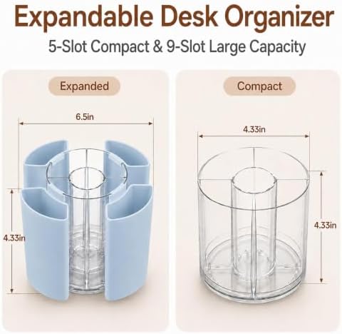 360° Rotating Pen Holder for Desk Adjustable Pencil Organizer, Blue
