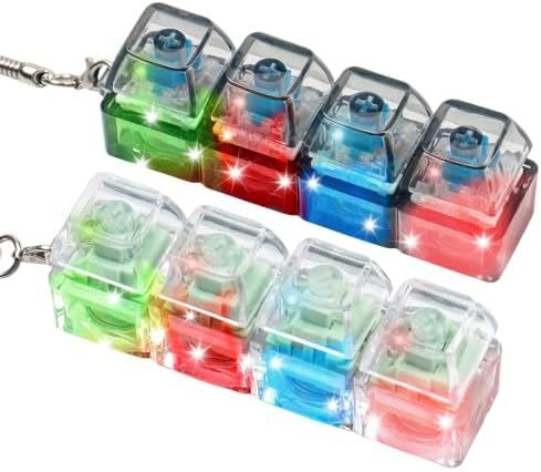 2Pcs Light Up Keyboard Fidget Toy, Clicky & Creamy Clicker Fidget Keychain