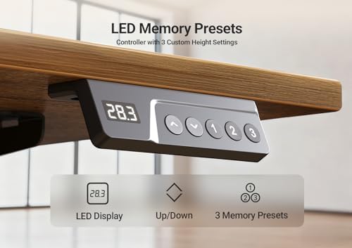YDN 63 x 24 Inch Rustic Brown Electric Standing Desk
