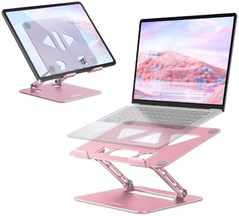 Aoviho Adjustable Laptop Stand Bundle with Tablet Stand for Desk (Rose Gold)