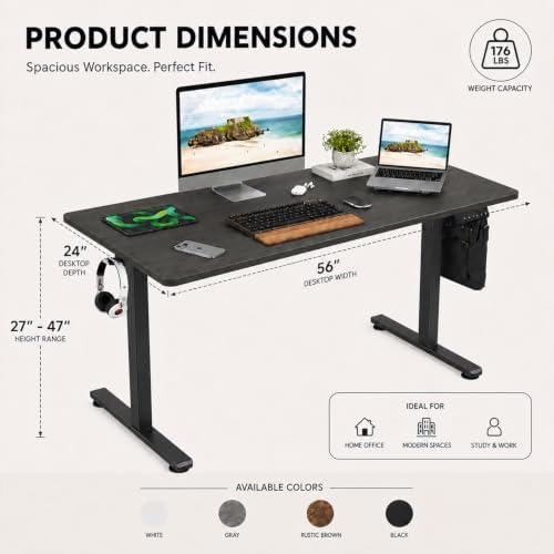 56"x24" Electric Standing Desk, Height Adjustable Desk
