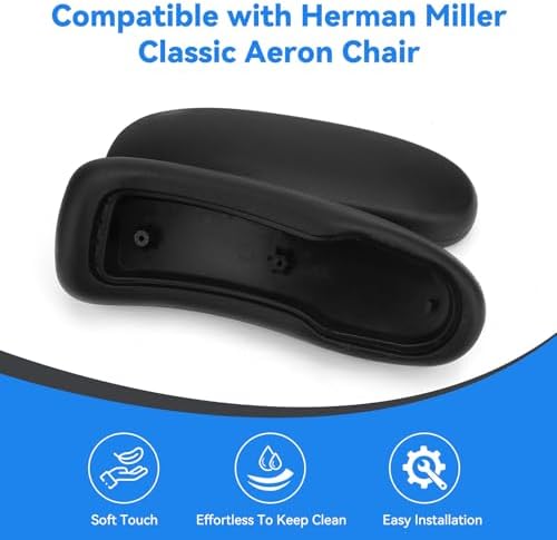 Chair Armrest Replacement for Herman Miller Classic Aeron Chair - Office Chair Arm Pads Replacement Black-1 Pair