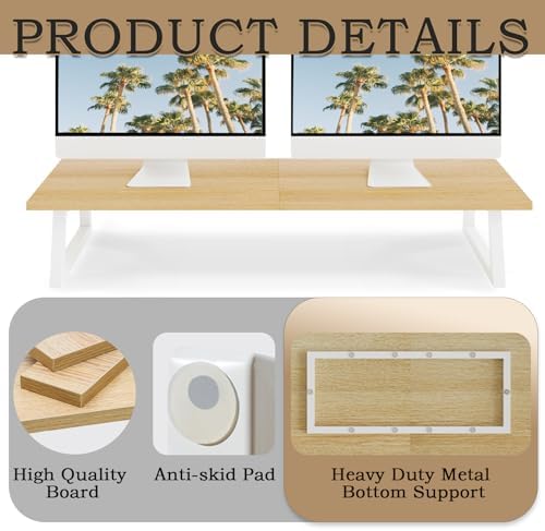 TEAMIX 31.5 inch Dual Monitor Stand Riser, Laptop/TV Stand, Desk Organizer