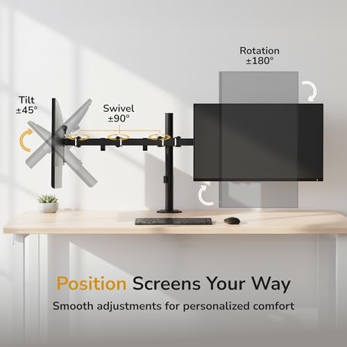 Mount-It Dual Monitor Arm, Heavy Duty Desk Mount for 2 Screens 13-32 in