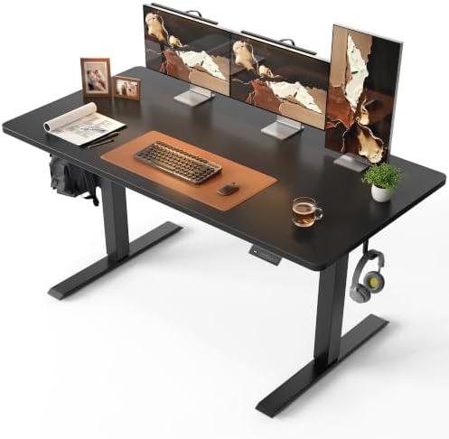 CubiCubi 55 x 28 Large One-Piece Electric Adjustable Standing Desk, Black