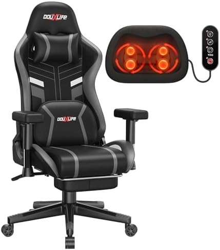 Douxlife 3D Kneading Massage Gaming Chair with Footrest, Ergonomic PC Chair