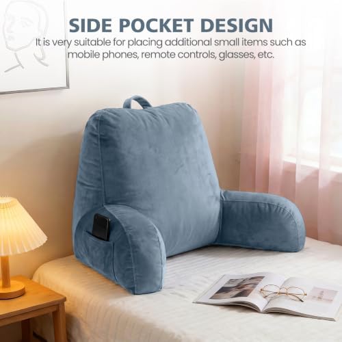 Memory Foam Reading Pillow for Sitting in Bed, Standard,Dusty Blue