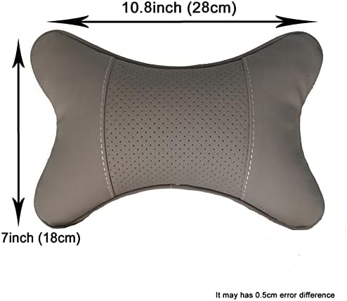Car Neck Pillows 2pcs Pack Car Headrest Pillow Pu Leather Car Cervical Pillows for Traveling Car Pillows Filled by Fiber (Gray)