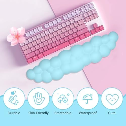 JIKIOU Upgrade Leather Cloud Wrist Rest for Keyboard and Mouse & Cup Pad