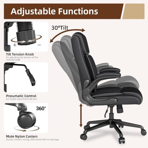 Youhauchair Executive Office Chair, Leather Computer Desk Chair, Black