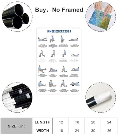 Knee Exercises Chart Exercise Charts Senior Workout Routines Home Workout Plan Knee Friendly Exercises Canvas Poster Bedroom Decor Room Decor Unframe 24x36inch