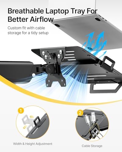 monTEK 2-in-1 Laptop Wall Mount, Fits 12–18" Laptops & 32" Monitors，Black