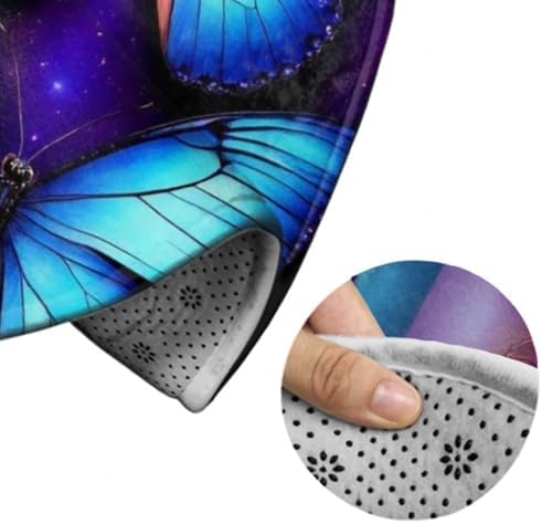 Women's Large Home Decor Mat, Soft Round Yoga Carpet, Non Slip Machine Washable Home Office Circle Rug Purple Butterfly