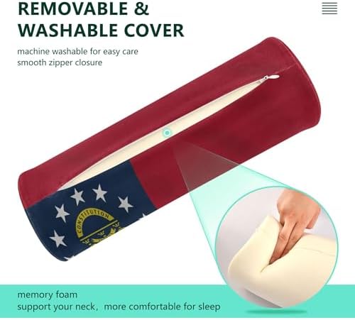 Bolster Pillows for Bed Firm Neck Roll Pillow Round Pillows Decorative Foam Cylinder Pillow Bed Support Pillow State of Georgia Ga Flags