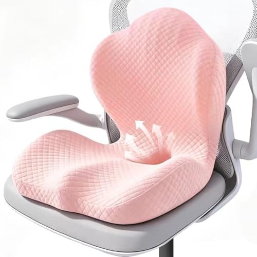 Ergonomic Seat Cushion with Back Support, Pink