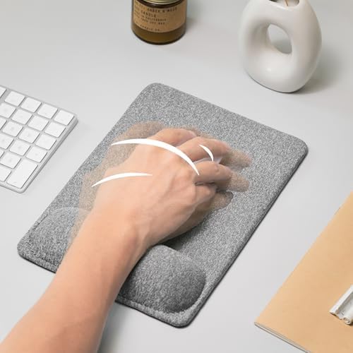 SenseAGE Large Ergonomic Mouse Pad with Wrist Rest Support, Enhanced Comfort & Space, Non-Slip Mouse Mat for Desk, Laptop & Computer, 10.6 x 7.3 inch (Grey)