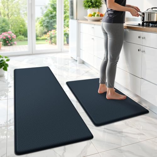 StepLively Kitchen Mat for Floor 2 PCS, Anti Fatigue Rugs, Dark Charcoal