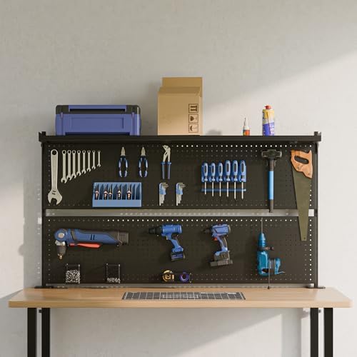 EUREKA ERGONOMIC Desk Pegboard Dual Monitor Stand 59x34 Black