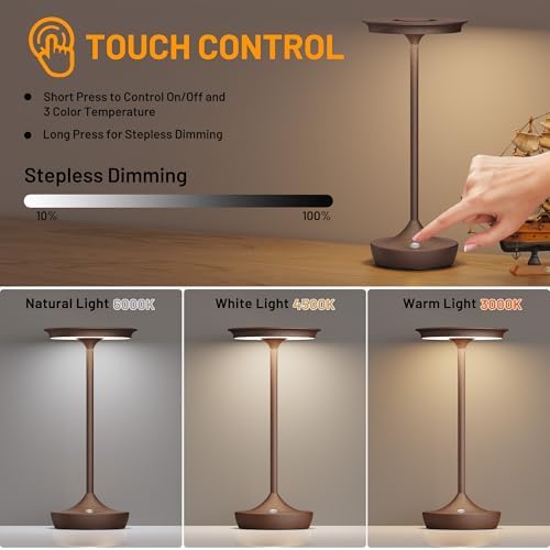 LED Cordless Table Lamp 6000mAh Rechargeable Battery Outdoor Light Rust