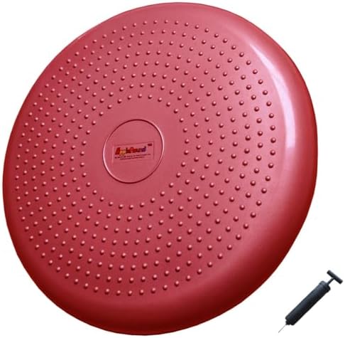 AppleRound Inflated Wobble Cushion with Hand Pump, Air Stability Board (Extra Thick), Core Balance Disc for Adults, Sensory Wiggle Seat for Kids, Flexible Seating for All Age, 13.5in / 34cm Diameter
