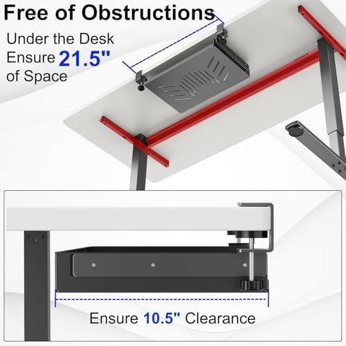 BYMECOST Sliding No Drill Under Desk Laptop Mount, Metal Storage Shelf