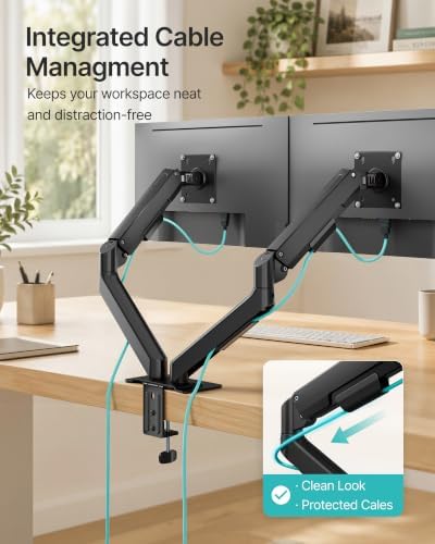 Dual Monitor Arm for Up to 32 Inch Screens, Heavy Duty Monitor Mount