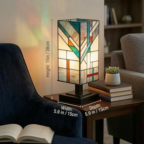 Small Tiffany Style Stained Glass table Lamp Handmade 5.9"Wx15"H ETL Listed