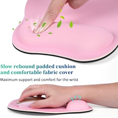 TIDALSOIL Ergonomic Mouse Pad with Memory Foam Wrist Support, Pink