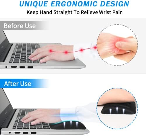 VAGAU Wrist Rests for Laptop, Wrist Support for Keyboard and Mouse Black