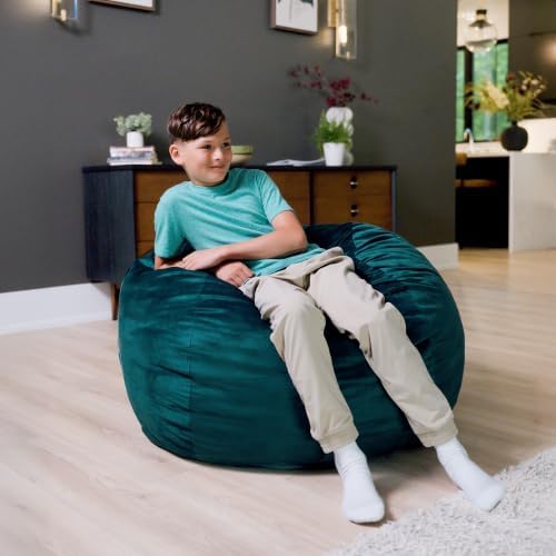 Big Joe Fuf 3.5Ft Foam Bean Bag Chair for Kids, Teens, Mediterranean Plush Polyester, 3.5 Foot Large Ultra-Soft Seat for Gaming, Bedroom, Reading Nook