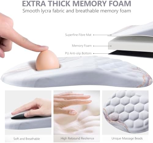 Ergonomic Mouse Pad Wrist Rest, 15° Memory Foam, Non-Slip PU Base