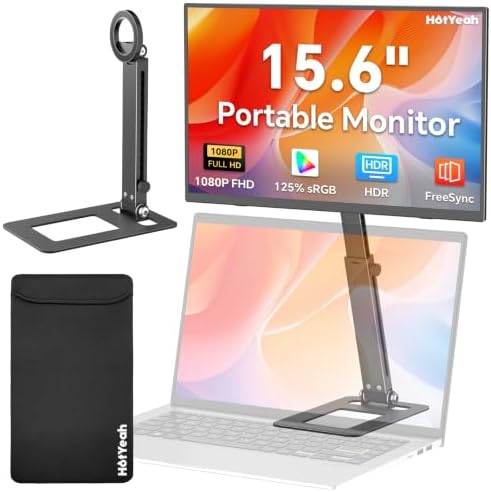 HotYeah Travel Portable Monitor with Stand, w/Magnetic Stand & Speaker