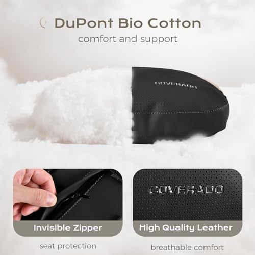 Coverado Car Headrest Pillow Soft Memory Foam Car Neck Support Pillow with Adjustable Strap, Relax Head Muscles Relieve Driving Fatigue, Breathable & Removable Cover