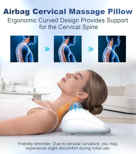 Neck Massage Pillow with Heat & Gentle Light, Contour Design for Relaxation