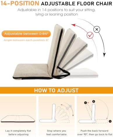 Adjustable Floor Chair with Back Support Foldable Meditation Chair, Brown