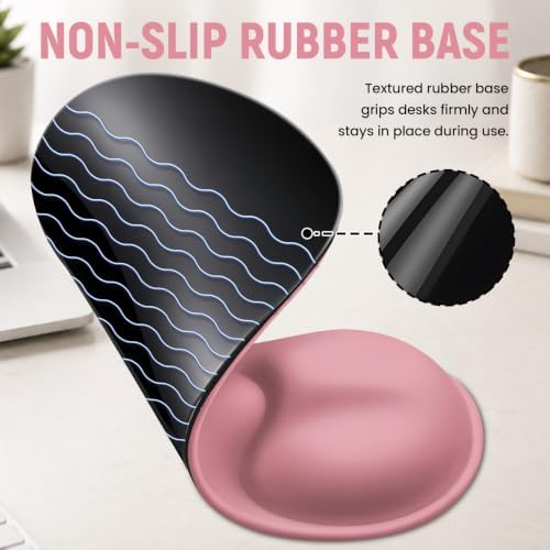 Ergonomic Mouse Pad with Wrist Rest, Gel Wrist Support, Pink Cat